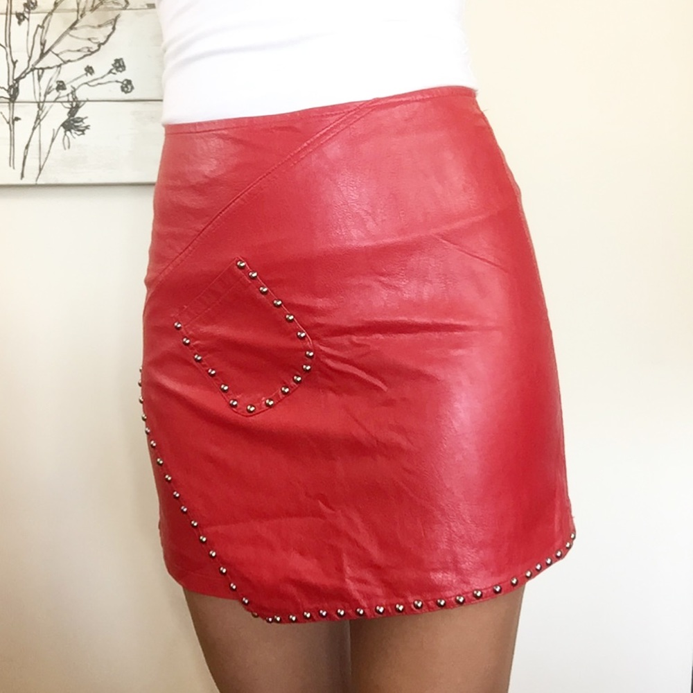 BUY 2 GET 1 Venti6 Studded Faux Leather Skirt - Picture 5 of 7